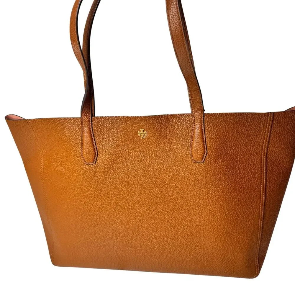 Tory Burch Blake Large Tote purse and insert Brown big Leather Handbag 18